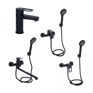 Комплект смесителей для ванной комнаты Lidz Latwa 001Black+Lidz Latwa 006Black+Lidz Latwa 005Black+Lidz Latwa 010Black