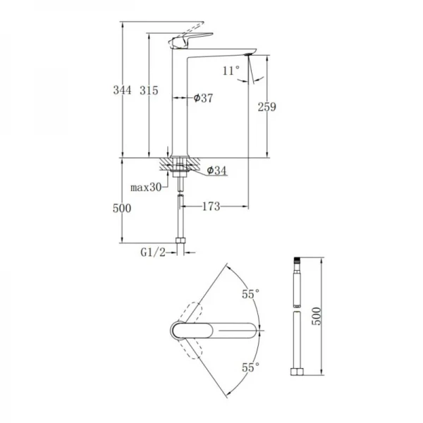 Смеситель для раковины Qtap Evia высокий QTEVI269CRM47577 Chrome