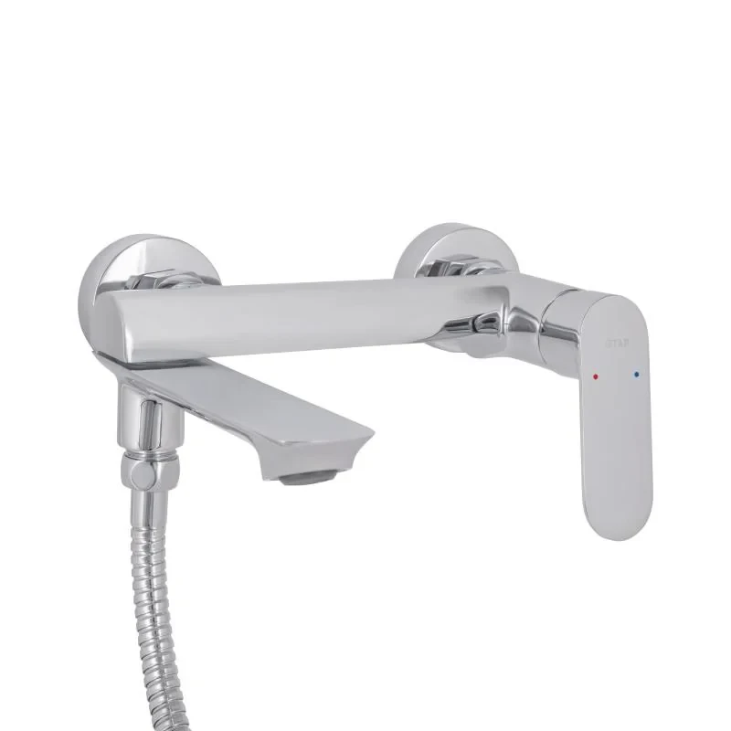 Змішувач для ванни Qtap Evia з поворотним виливом (з душовим гарнітуром) QTEVI260CRM47578 Chrome