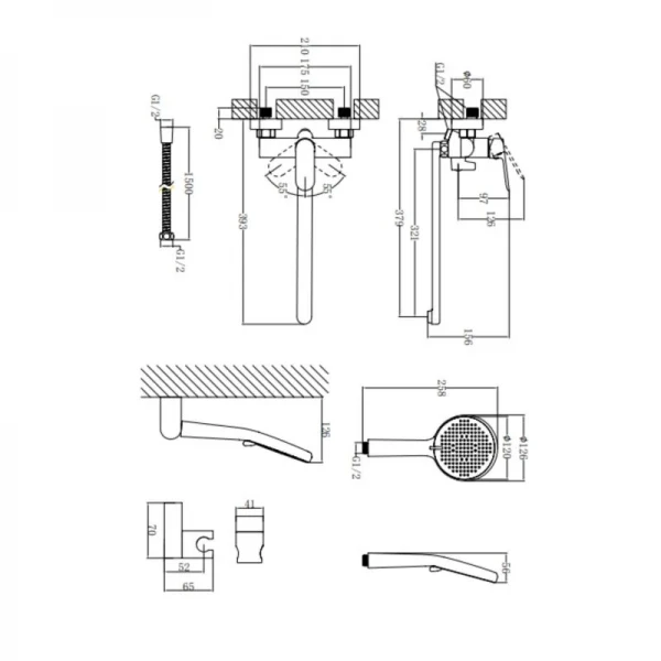 Смеситель для ванны Qtap Evia с длинным поворотным изливом (c душевым гарнитуром) QTEVI260CRM47579 Chrome