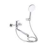 Смеситель для ванны Qtap Evia с длинным поворотным изливом (c душевым гарнитуром) QTEVI260CRM47579 Chrome