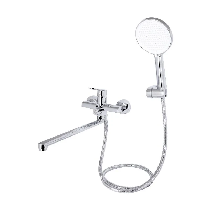 Змішувач для ванни Qtap Evia з довгим поворотним виливом (з душовим гарнітуром) QTEVI260CRM47579 Chrome