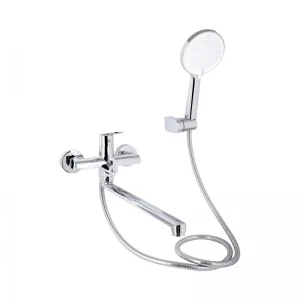 Змішувач для ванни Qtap Evia з довгим поворотним виливом (з душовим гарнітуром) QTEVI260CRM47579 Chrome