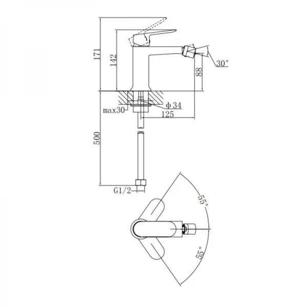 Смеситель для биде Qtap Evia QTEVI255CRM47581 Chrome