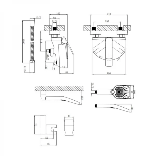 Смеситель для ванны Qtap Tern (c душевым гарнитуром) QTTER259CRM47586 Chrome