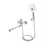 Смеситель для ванны Qtap Tern с длинным поворотным изливом (c душевым гарнитуром) QTTER260CRM47587 Chrome