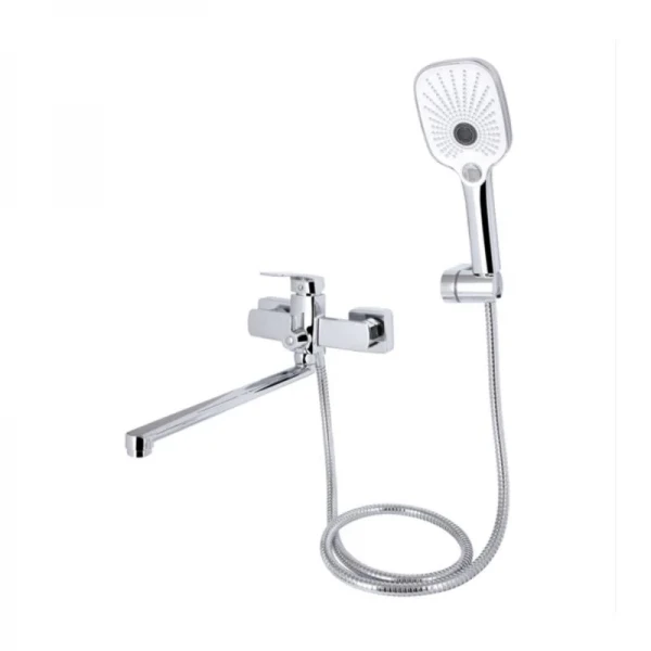 Смеситель для ванны Qtap Tern с длинным поворотным изливом (c душевым гарнитуром) QTTER260CRM47587 Chrome