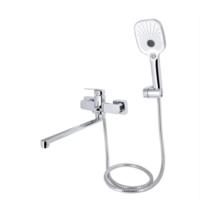 Змішувач для ванни Qtap Tern з довгим поворотним виливом (з душовим гарнітуром) QTTER260CRM47587 Chrome