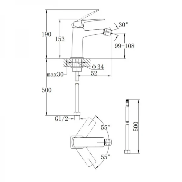 Смеситель для биде Qtap Tern QTTER255CRM47589 Chrome