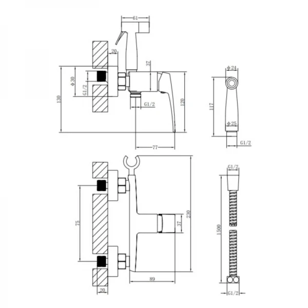 Смеситель для гигиенического душа Qtap Tern QTTER262CRM47590 Chrome