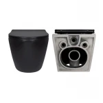 Комплект Qtap Robin Matt Black 2 в 1: унитаз подвесной  Ultra Quiet QT13332381АSMB + биде подвесное QT1355046FMB