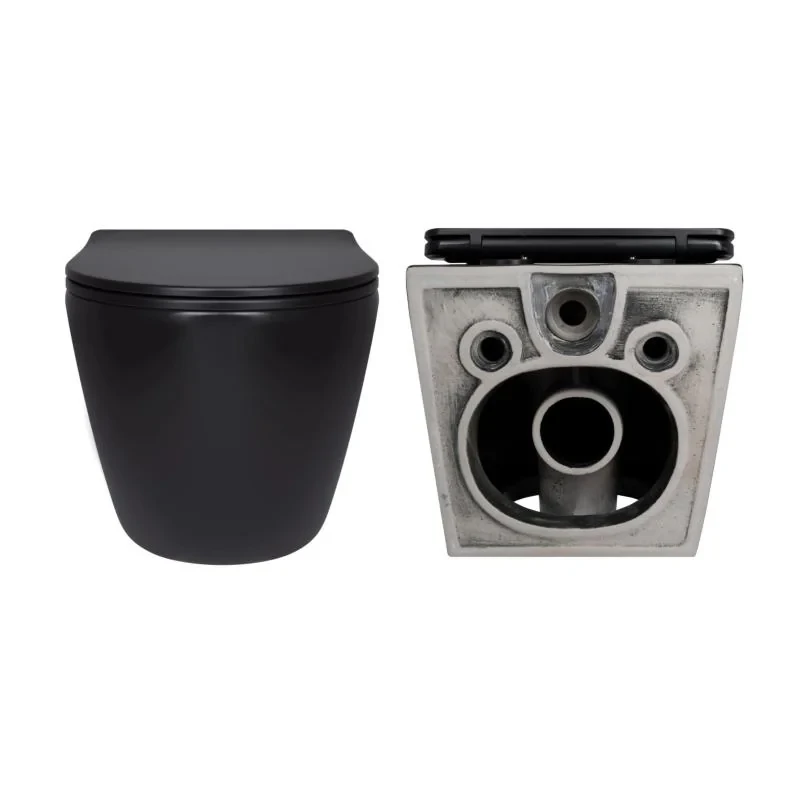 Комплект Qtap Robin Matt Black 2 в 1: унитаз подвесной  Ultra Quiet QT13332381АSMB + биде подвесное QT1355046FMB