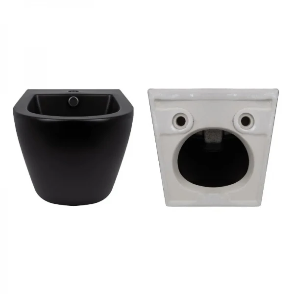 Комплект Qtap Robin Matt Black 2 в 1: унитаз подвесной  Ultra Quiet QT13332381АSMB + биде подвесное QT1355046FMB