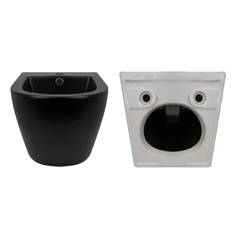 Комплект Qtap Robin Matt Black 2 в 1: унитаз подвесной  Ultra Quiet QT13332381АSMB + биде подвесное QT1355046FMB