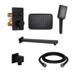 Комплект для душу Qtap Votice:Змішувач для душуQTVOT6442T105NKB+Душ.набір(QTHLA107BLM45945+QTRUC125BLM45959+QTTRU120BLM45929+QT819810842858NB+QTHADPVCSQ160B)