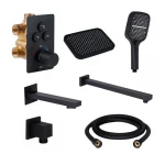 Комплект Qtap Votice:Змішувач QTVOT6443T105NKB+Душ.наб.(QTHLA107BLM45783+QTRUC125BLM45955+QTTRU120BLM45929+QT819810842858NB+QTHADPVCSQ160B+QTVYT246BLM45933)