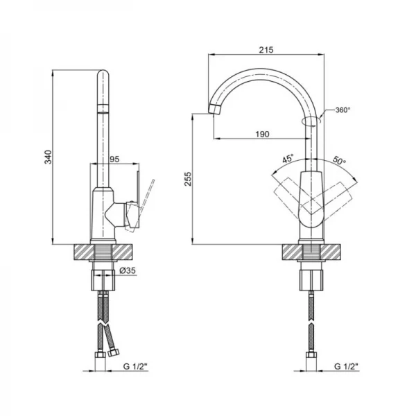 Акционный набор 2+1: Смеситель для кухонной мойки Brinex BRIN35C20N