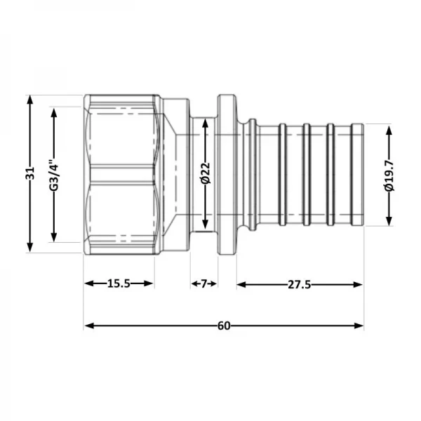 Переходних под натяжную гильзу Icma №1033 d25х3,5-3/4