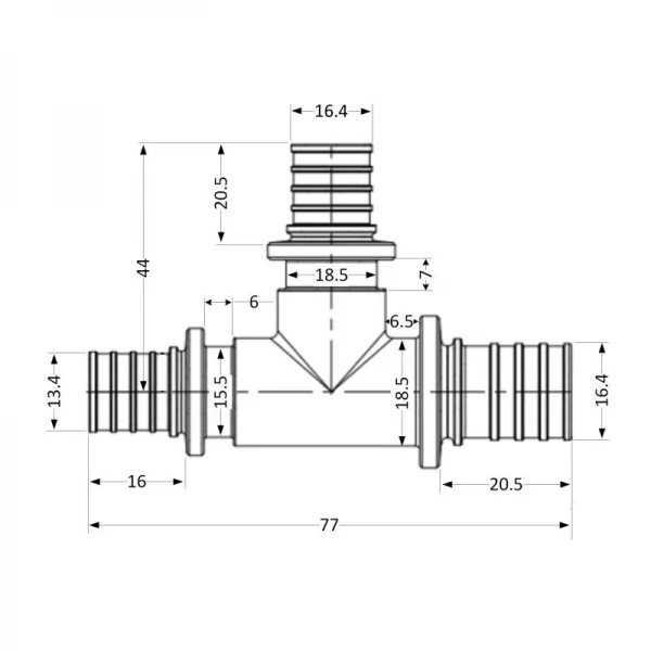 Тройник натяжной Icma №1039 d20х20х16 851039GWGWBO05