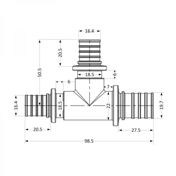 Тройник натяжной Icma №1039 d25х20х20 851039GXGWGW0