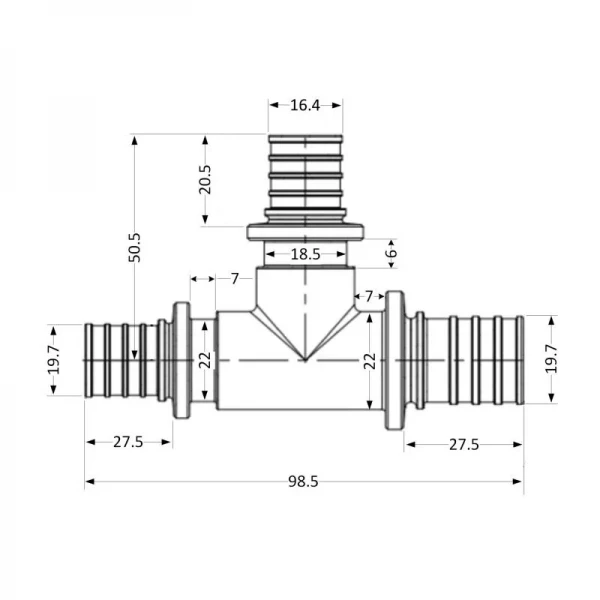 Тройник натяжной Icma №1039 d25х20х25 851039GXGWGX05