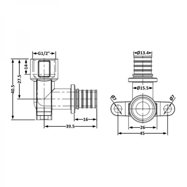 Угол натяжной Icma №1040 d16х2,2-1/2