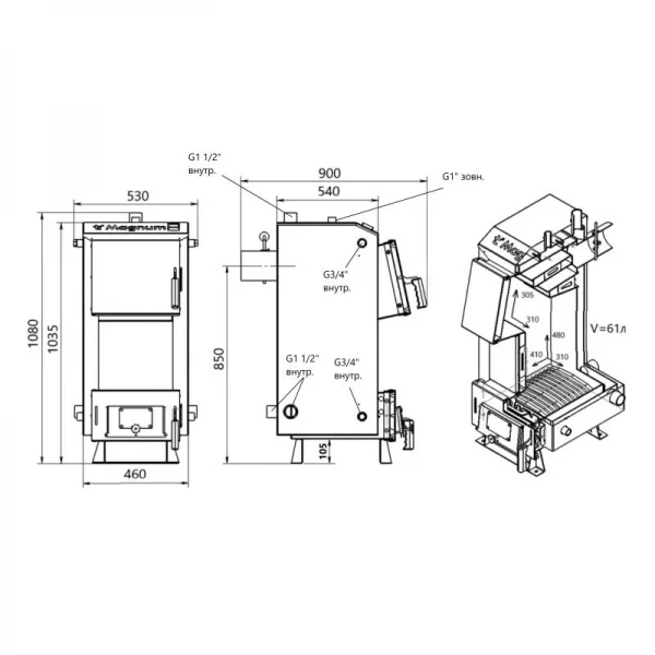 Котел твердотопливный стальной Thermo Alliance Magnum V 5.0 SF 16