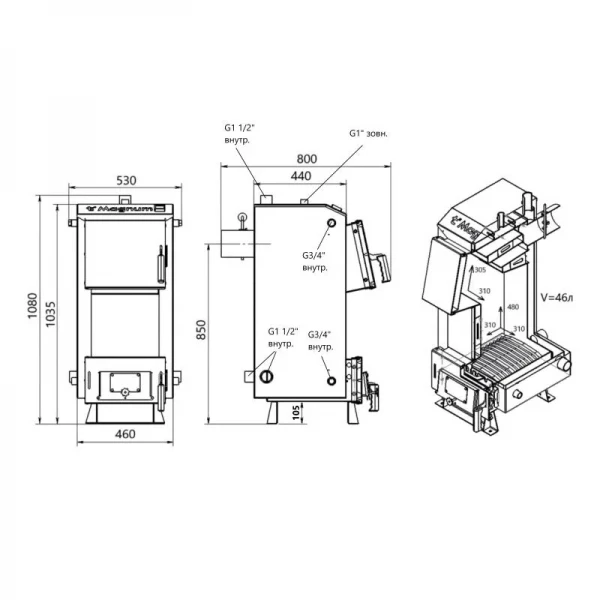 Котел твердотопливный стальной Thermo Alliance Magnum V 5.0 SF 12