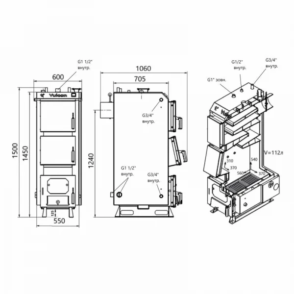Котел твердотопливный стальной Thermo Alliance Vulcan V 5.0 SF 27
