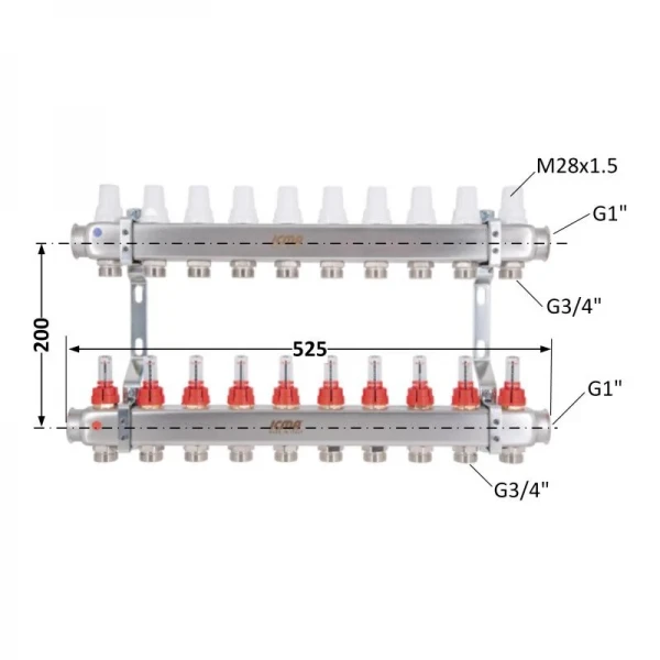 Коллектор Icma № К073 с расходомерами (нерж.) 1