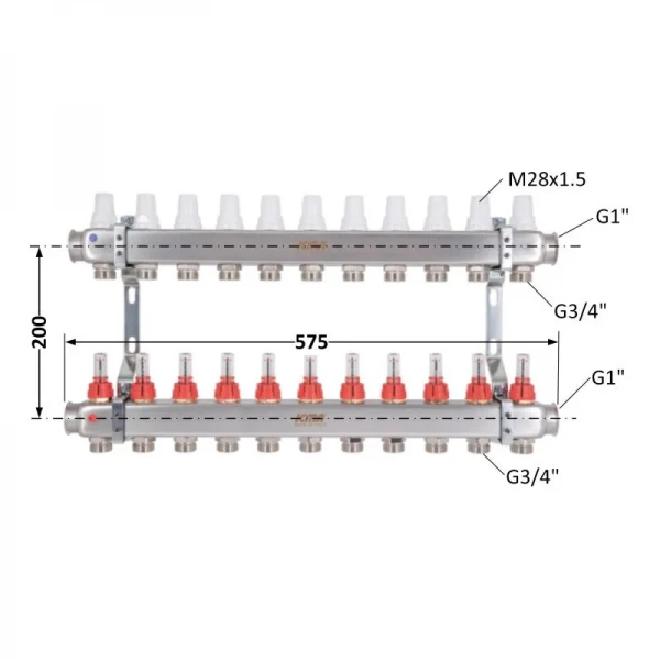 Коллектор Icma № К073 с расходомерами (нерж.) 1