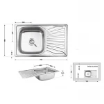 Кухонна мийка Brinex 7848 0,8 мм Satin (BRIN7848SAT08)