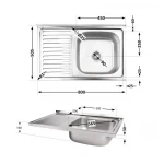 Кухонна мийка Brinex 5080-R 0,8 мм Satin (BRIN5080RSAT06)