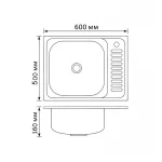 Кухонна мийка Brinex 6050-L 0,6 мм Satin (BRIN6050LSAT06)