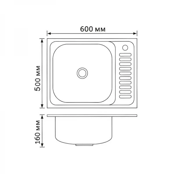 Кухонна мийка Brinex 6050-L 0,6 мм Satin (BRIN6050LSAT06)