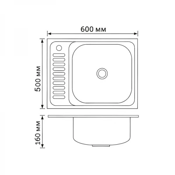 Кухонна мийка Brinex 6050-R 0,6 мм Satin (BRIN6050RSAT06)