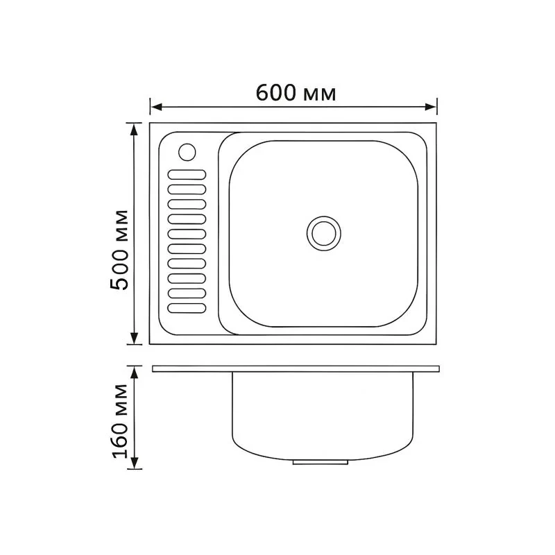 Кухонна мийка Brinex 6050-R 0,6 мм Satin (BRIN6050RSAT06)