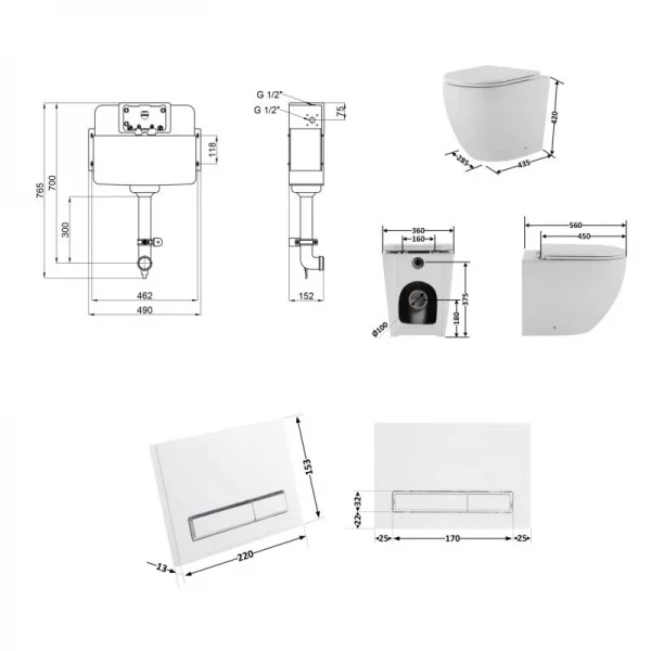 Готове рішення Qtap для ванної кімнати: Унітаз напольний Robin Ultra Quiet QT13223381AW + інсталяція QT0122490S+ клавіша QT0111M08V1384W