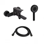 Комплект Qtap Slavonice Black Matt: Змішувач  QTSLA259BLM45918 + Шланг QTHADPVCSQ160B + Лійка QTRUC125BLM45951