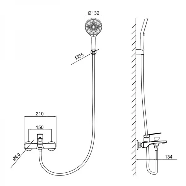 Змішувач для ванни Qtap Slavonice (з душовим гарнітуром) QTSLV259CRM48034 Chrome