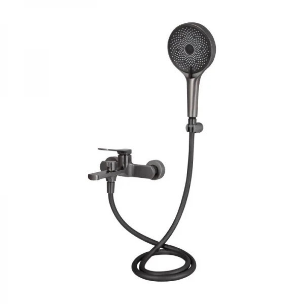 Змішувач для ванни Qtap Slavonice (з душовим гарнітуром) QTSLV259GMB48035 Gunmetal Black PVD