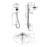 Душова система латунна універсальна Lidz Astra 1030 на три споживача (з виливом) (k35) LDAST1030CRM48086 Chrome
