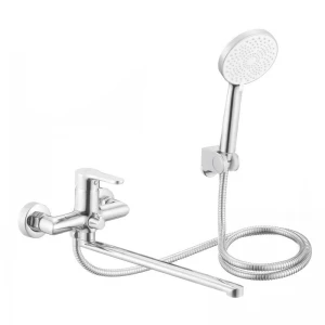 Змішувач латунний для ванни Lidz Astra 005 з поворотним виливом (з душовим гарнітуром) (k35) LDAST005CRM48088 Chrome