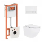 Готове рішення Qtap для ванної кімнати: підвісний унітаз Jay Ultra Quiet 520x360x320 + комплект інсталяції Nest 4 в 1 (лінійна клавіша White)