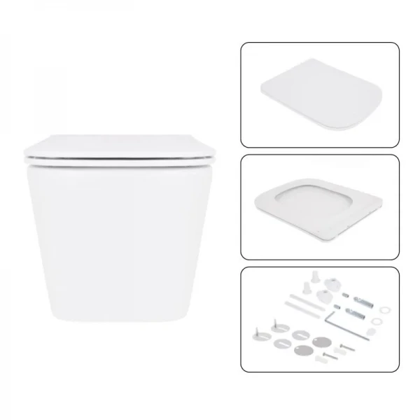 Готове рішення Qtap для ванної кімнати: підвісний унітаз Crow Ultra Quiet 520x360x290 + комплект інсталяції Nest 4 в 1 (квадратна клавіша Chrome)