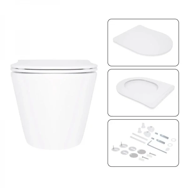 Готове рішення Qtap для ванної кімнати: підвісний унітаз Swan Ultra Quiet 520x360x320 + комплект інсталяції Nest 4 в 1 (кругла клавіша Satin)