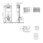 Готове рішення Qtap для ванної кімнати: підвісний унітаз Swan Ultra Quiet 520x360x320 + комплект інсталяції Nest 4 в 1 (квадратна клавіша Satin)