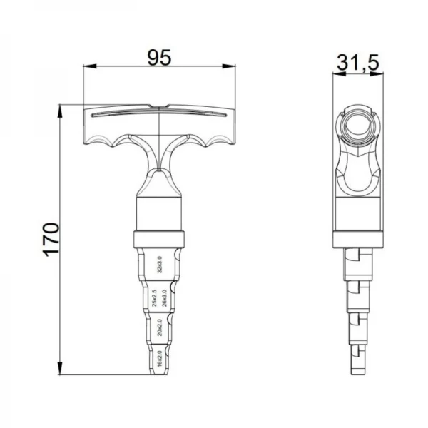 Калібратор з тріскачкою Thermo Alliance для м/п труб d16-32 STD-404