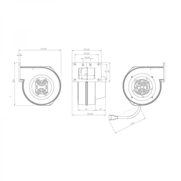 Вентилятор Thermo Alliance TA100 для котла до 30 кВт, 80Вт, 180 м. куб.