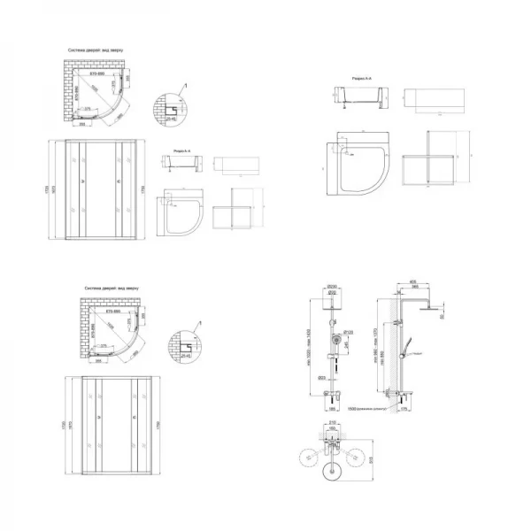Комплект для душевої Latwa: Душева кабіна LLSC9090SATMIDFR2SET+Душева система на 3 споживача LDLAT1030WHI45427